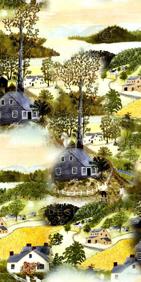 手绘风景印花华亿平台图片