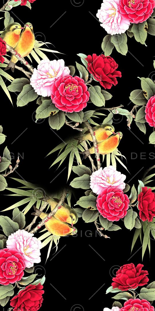 牡丹印花华亿平台图片