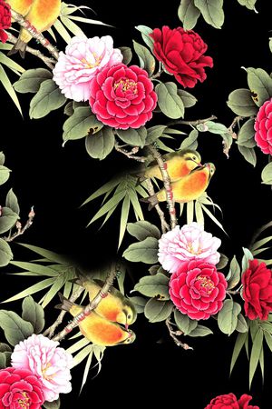 牡丹印花华亿平台图片