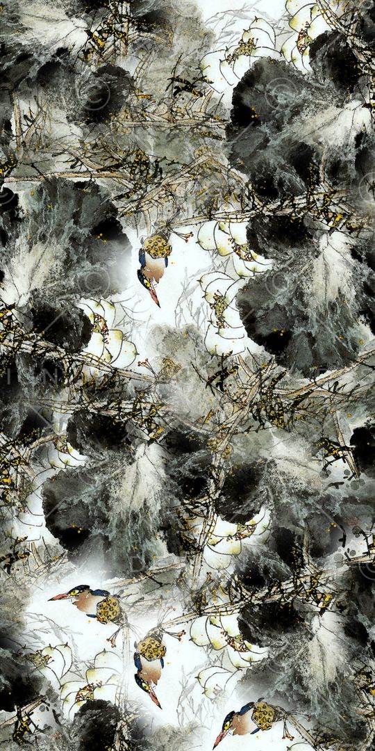 抽象鸟印花华亿平台图片