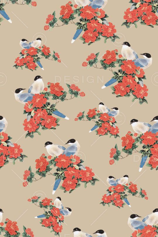 花鸟印花华亿平台图片