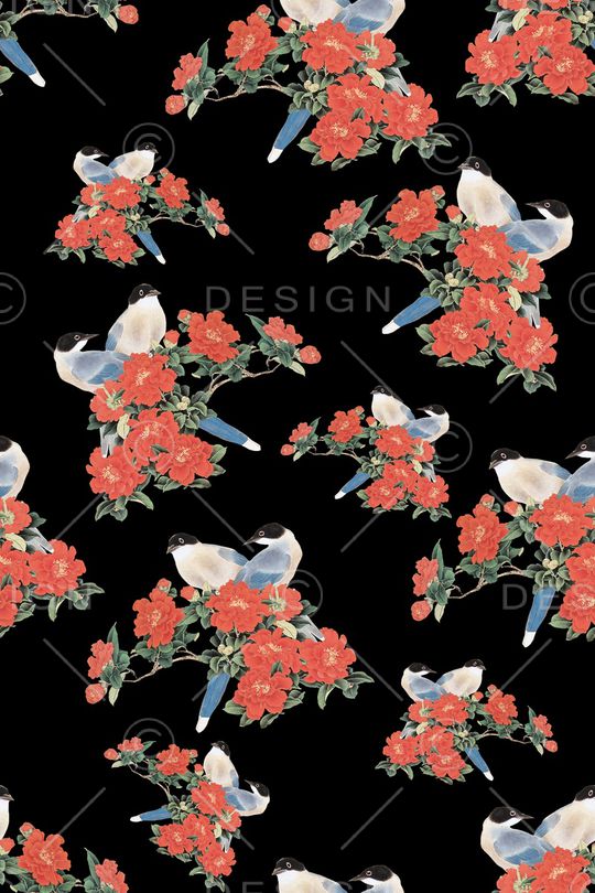 花鸟印花华亿平台图片