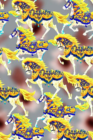 抽象手绘水彩画几何动物马纹理数码印花印花华亿平台图片