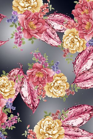 手绘花印花华亿平台图片