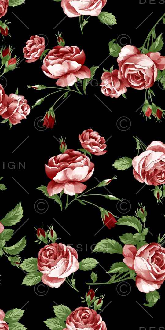 手绘玫瑰花印花华亿平台图片