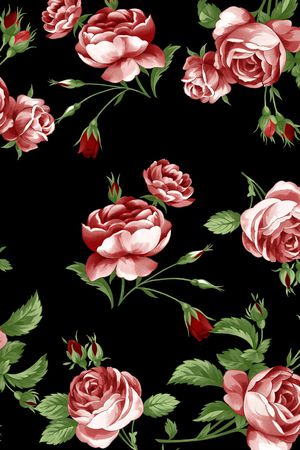 手绘玫瑰花印花华亿平台图片