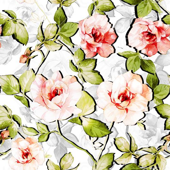 叶子清新花卉印花华亿平台图片