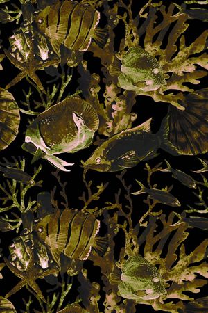 热带鱼印花华亿平台图片