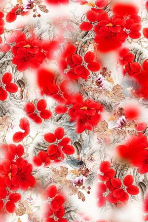 手绘花卉印花华亿平台图片