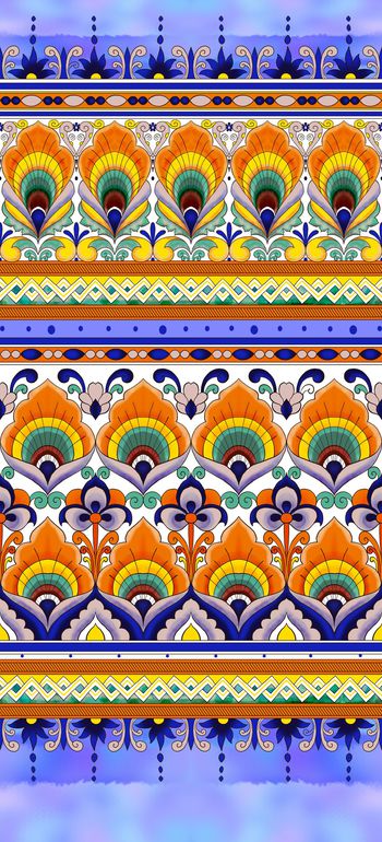 805623-民族风格孔雀羽毛欧式花纹定位