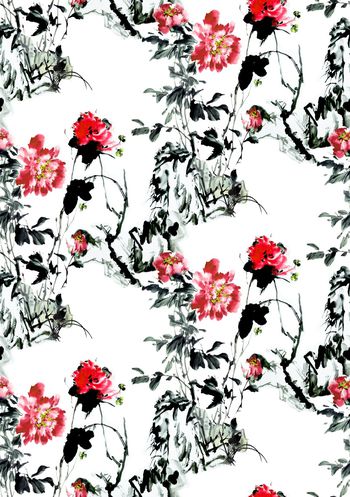 805741-水墨花卉 山