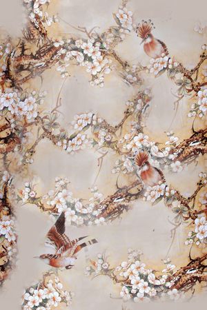 花鸟印花华亿平台图片