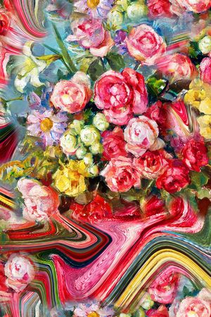 油画玫瑰印花华亿平台图片