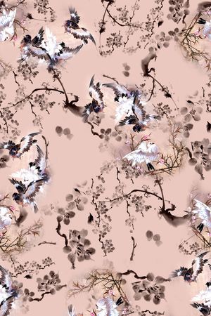 仙鹤印花华亿平台图片