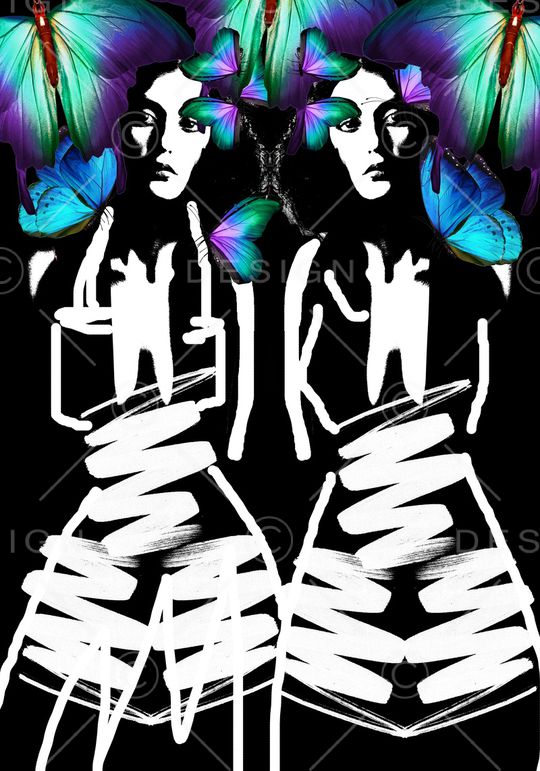 时尚独幅趣味时尚女郎印花印花华亿平台图片