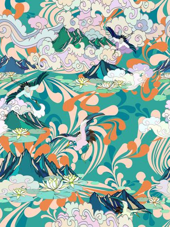 中国风印花华亿平台图片