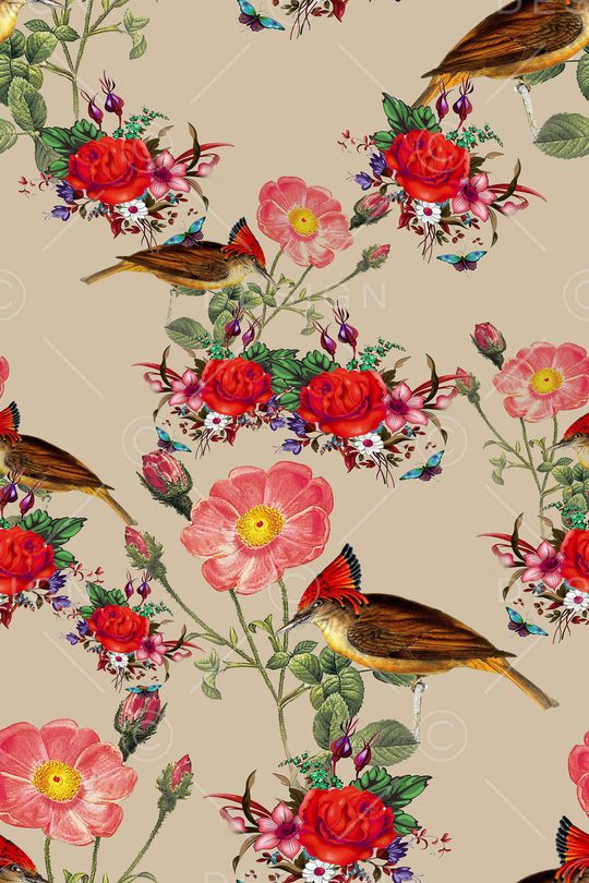 花鸟印花华亿平台图片