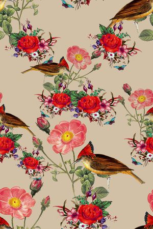 花鸟印花华亿平台图片