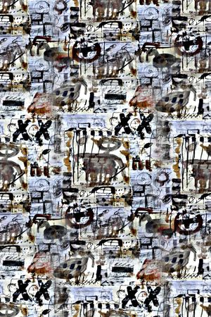 抽象手绘水彩花几何纹理数码印花印花华亿平台图片