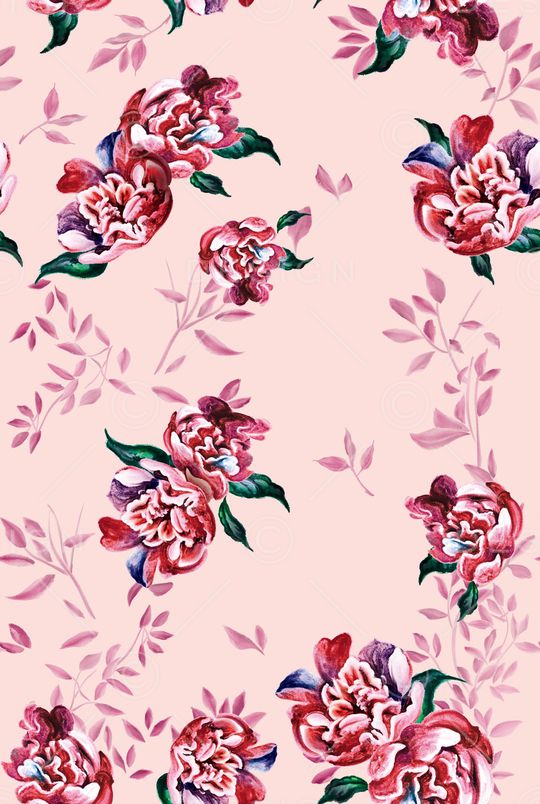 手绘花卉印花华亿平台图片