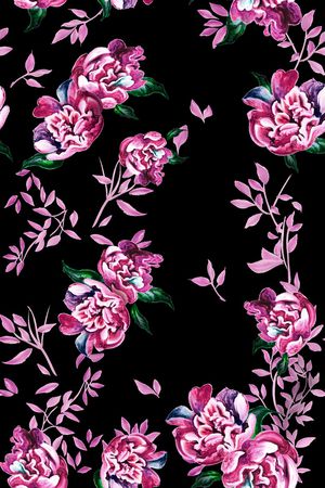 手绘花卉印花华亿平台图片