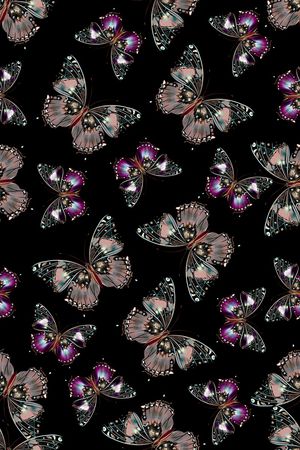 彩色蝴蝶印花华亿平台图片