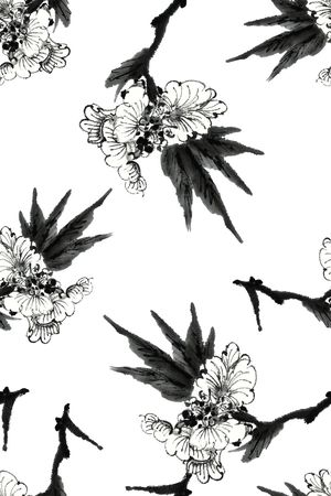 水墨元素印花华亿平台图片