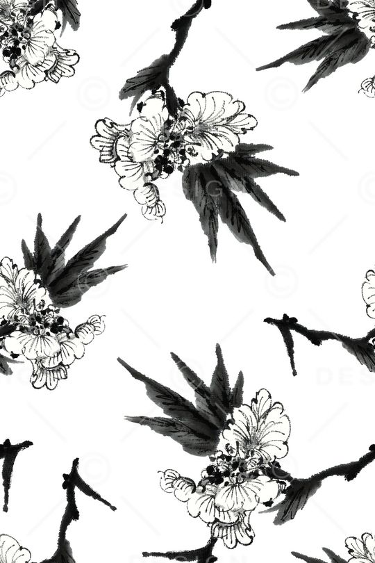 水墨元素印花华亿平台图片