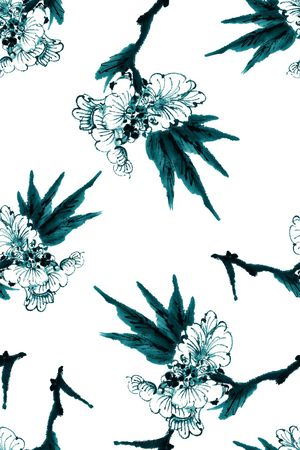 水墨元素印花华亿平台图片