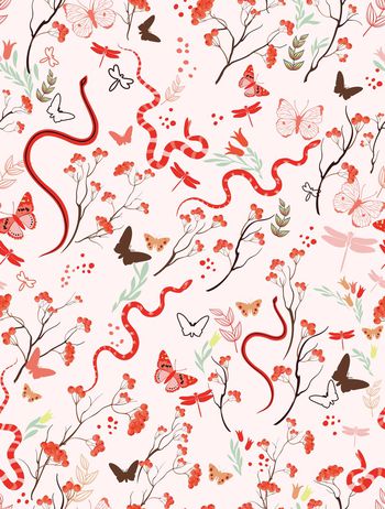 810876-浆果与蛇回路粉色