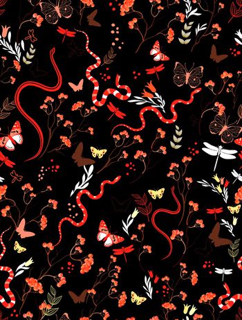 810877-浆果与蛇回路黑色