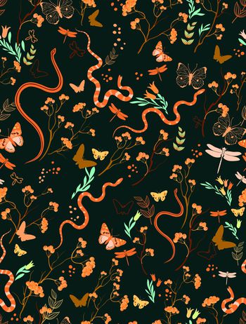 810878-浆果与蛇回路墨绿