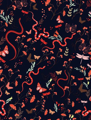 810879-浆果与蛇回路深蓝