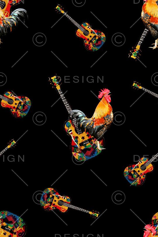 吉他印花华亿平台图片