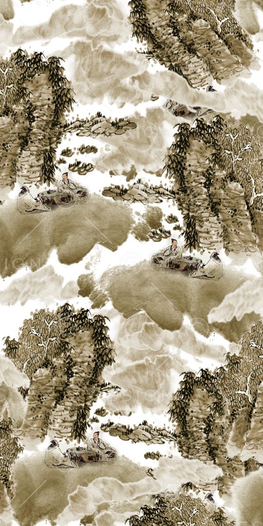 水墨印花华亿平台图片