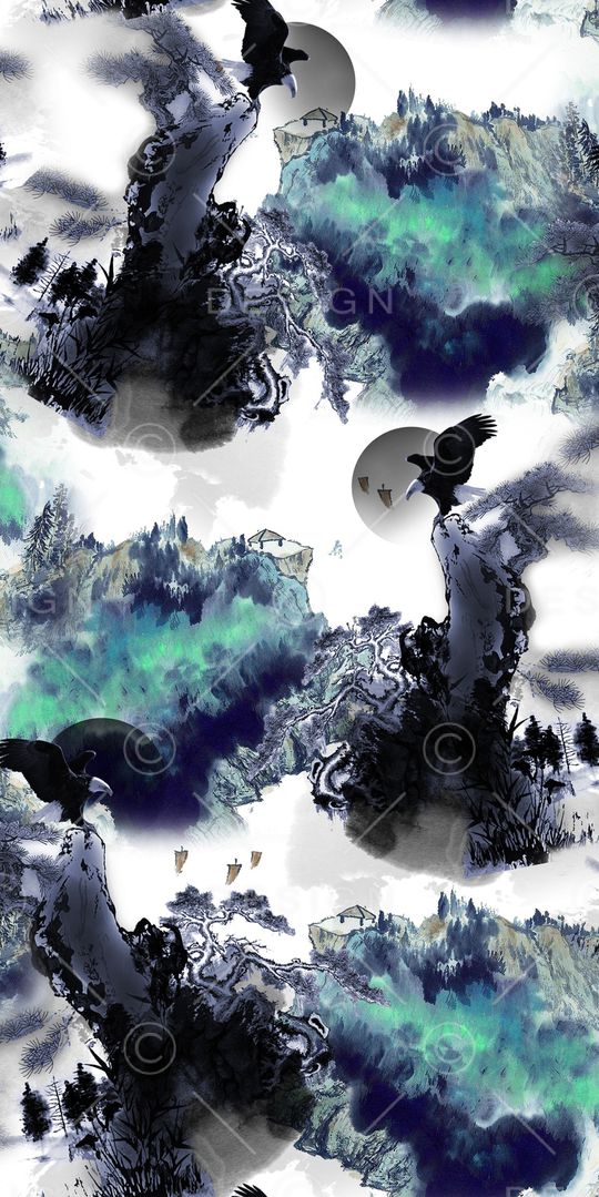 水墨印花华亿平台图片