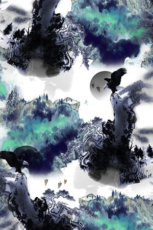 水墨印花华亿平台图片