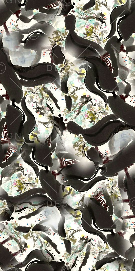 水墨印花华亿平台图片