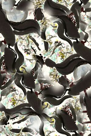 水墨印花华亿平台图片