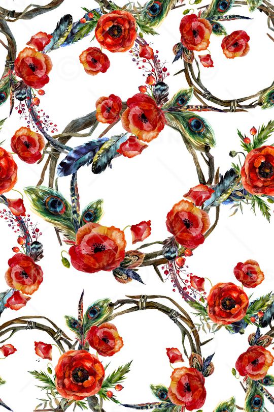 罂粟花印花华亿平台图片