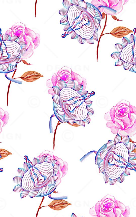 抽象手绘水彩画植物纹理花卉数码印花印花华亿平台图片