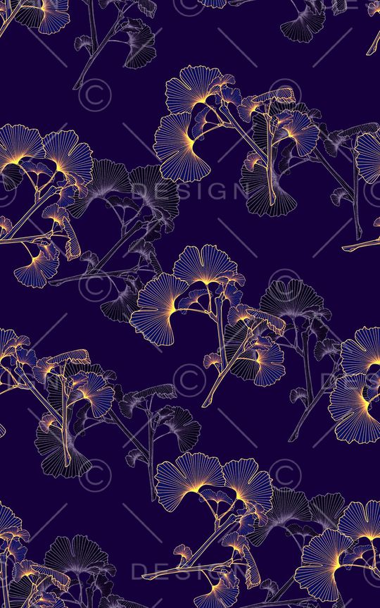 抽象手绘几何植物纹理花卉数码印花印花华亿平台图片