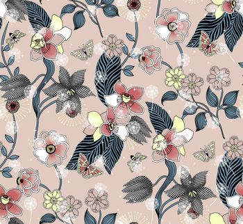 812831-奇幻童话插画花卉昆虫1