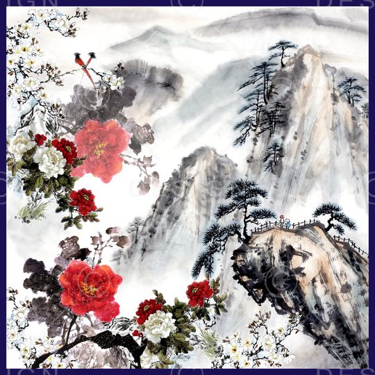 青花瓷印花华亿平台图片