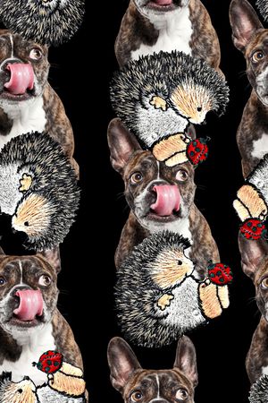 抽象手绘水彩画动物狗狗数码印花印花华亿平台图片