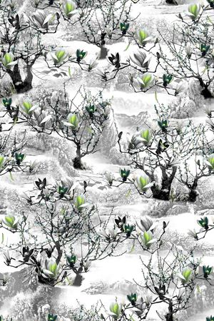 玉兰花印花华亿平台图片