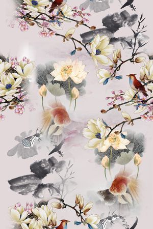 花鸟印花华亿平台图片