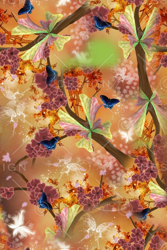 水蝴蝶印花华亿平台图片