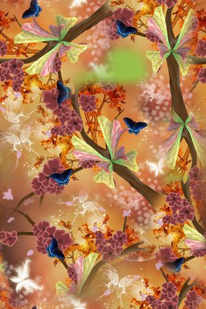 水蝴蝶印花华亿平台图片