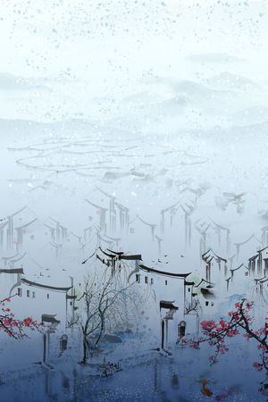 山水画印花华亿平台图片